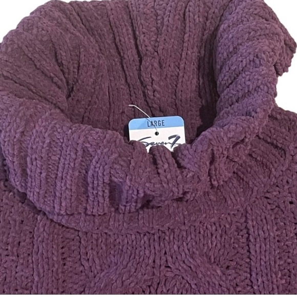 Seven7 NWT - Blackberry Wine Cowl Neck Chenille Sweater - New w/Tags - Sz L - Picture 3 of 10